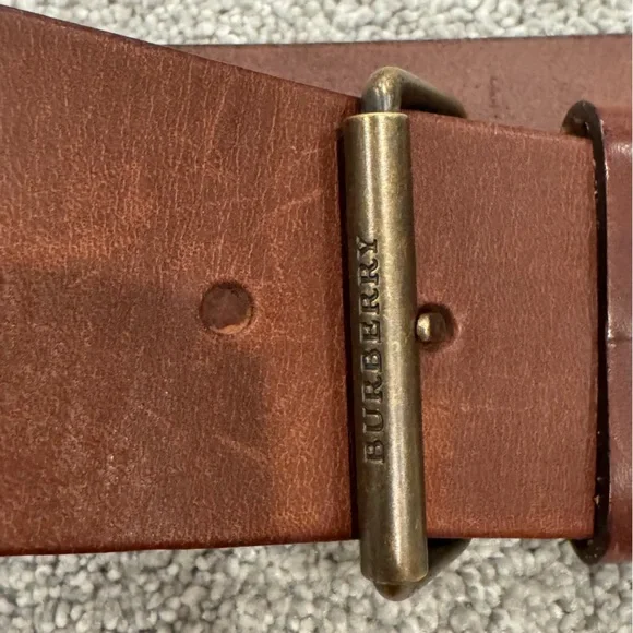 Vintage BURBERRY Brown Adjustable Womens Leather Belt Equestrian Wide - Picture 8 of 10